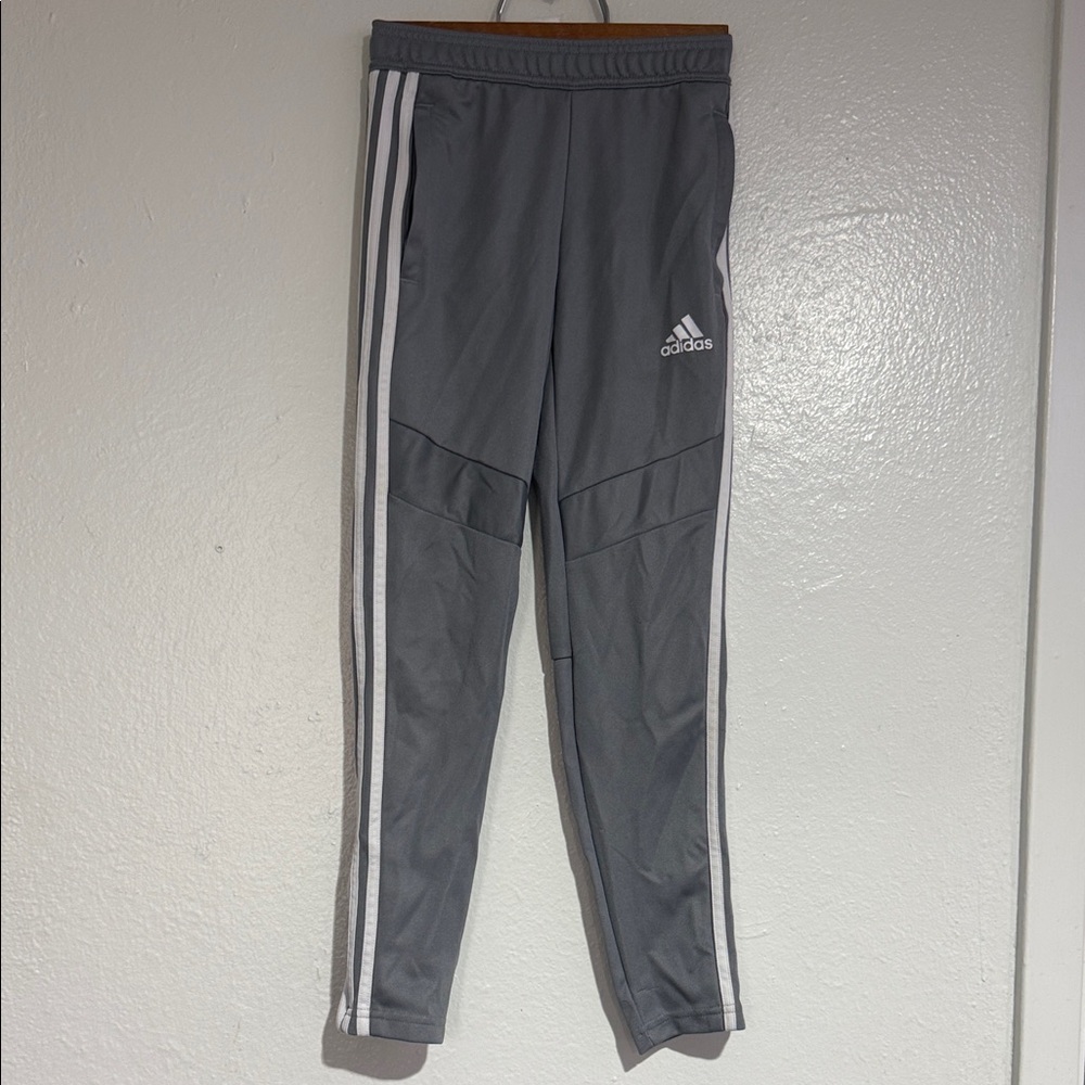 Adidas Kids Charcoal Joggers with White Stripes